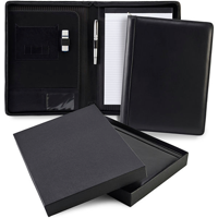 A4 Zipped Conference Folder In Black Sandringham Nappa Leather